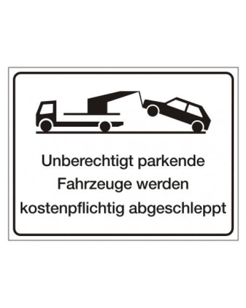 Verkehrszusatzschild: Abschleppschild, weiß/schwarz, Best. Nr. 4106
