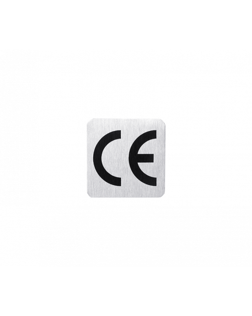 CE - Zeichen, alu / schwarz, eloxiert, 25 x 25 mm, 0,5 mm stark