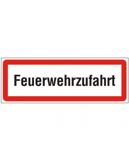 Brandschutzschild: Feuerwehrzufahrt, weiß/schwarz mit rotem Rand, 594 x 210 mm, Best. Nr. 3775