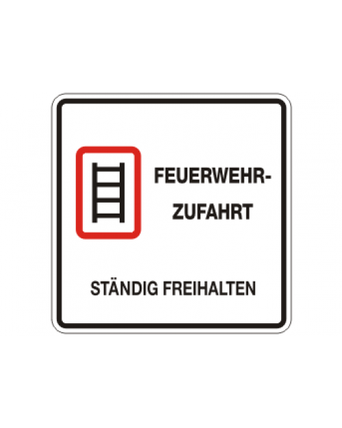 Brandschutzschild: Feuerwehrzufahrt, weiß/schwarz/rot, 500 x 500 mm, Best. Nr. 3787