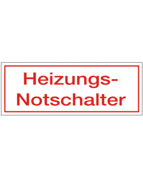Schilder rund um´s Haus: Heizungs-Notschalter, weiß/rot, Kunststoff, 80 x 30 mm, Best. Nr. 3112