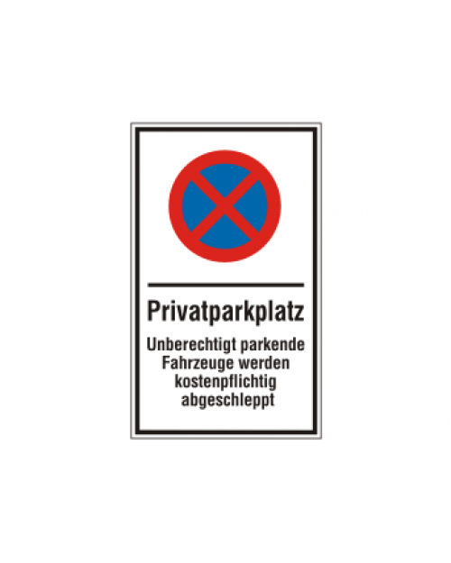 Verkehrszusatzschild: Privatparkplatz, weiß/schwarz + farbiges Zeichen, Best.‑Nr. 4115