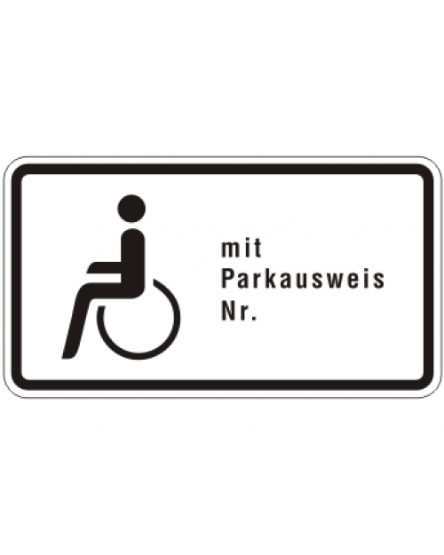 Verkehrszusatzschild: Schwerbehinderte mit Parkausweis, Bild‑Nr. 1044‑11, weiß/schwarz, Alu, 2 mm, 420 x 230 mm, Best.‑Nr. 4073
