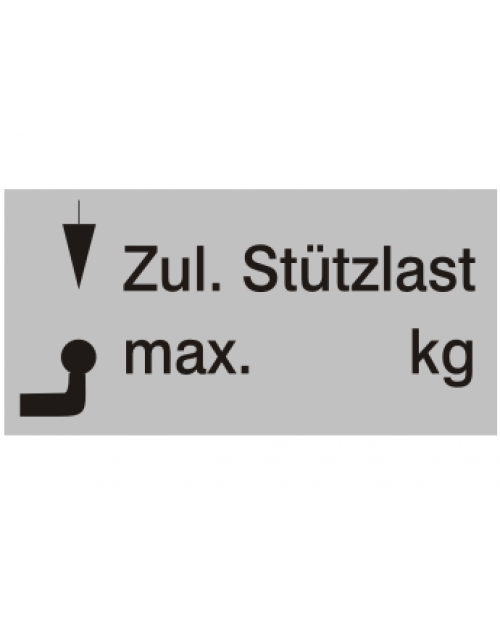 Typenschilder: Zulässige Stützlast neutral, silber/schwarz, Haftfolie, 65 x 30 mm, Best.‑Nr. 4500