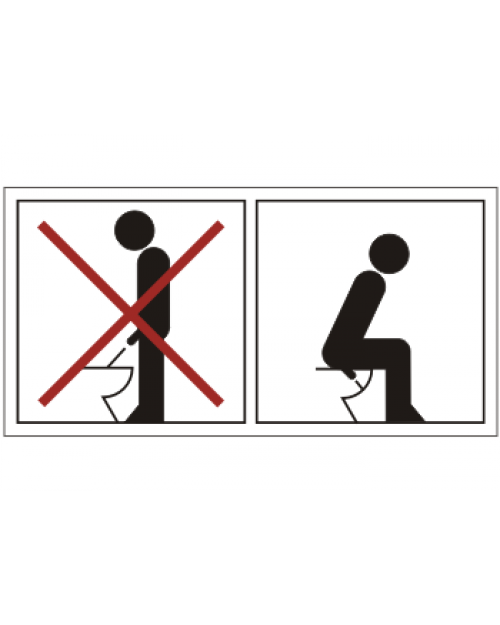 WC-Schild: Urinieren im Stehen verboten, weiß/schwarz+rot, Haftfolie, 105 x 55 mm, Best.-Nr. 3058