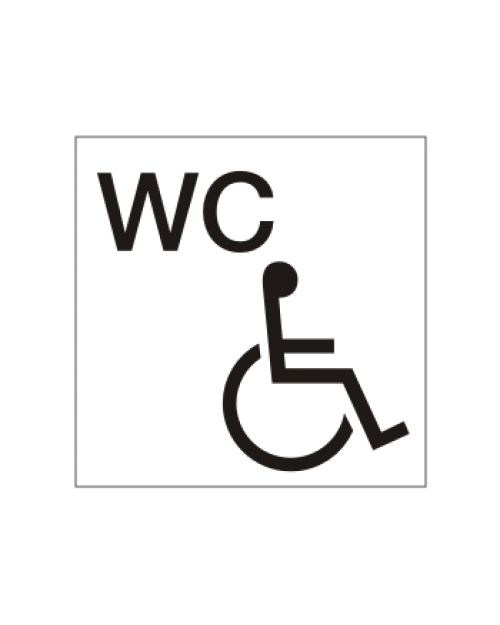 WC-Schild: WC Behinderte, weiß/schwarz, Kunststoff, selbstklebend, 150 x 150 mm, Best.-Nr. 3047