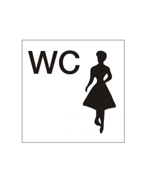 WC-Schild: WC Frauen, weiß/schwarz, Kunststoff, selbstklebend, 150 x 150mm, Best.-Nr. 3045