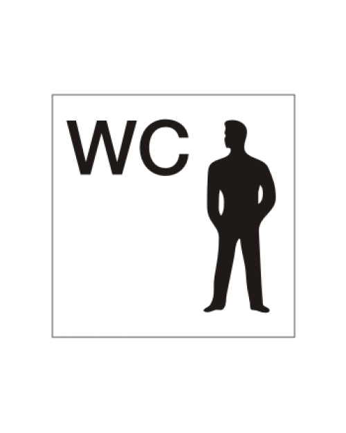 WC-Schild: WC Männer, weiß/schwarz, Kunststoff, selbstklebend, 150 x 150 mm, Best.-Nr. 3046