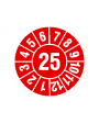 Prüfplakette 2019, selbstklebende Folie, rot/weiß, Jahreszahl "25", ø 15 mm, Best.-Nr. 4319-25