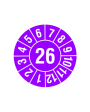 Prüfplakette 2026, selbstklebende Folie, violett/weiß, Jahreszahl "26", ø 15 mm, Best.-Nr. 4320-26