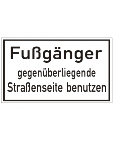Verkehrszusatzschild: Fußgänger, weiß/schwarz, Präge, 500 x 300 mm, Best. Nr. 4125