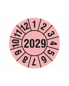 Prüfplakette 2029, selbstklebende Folie, rosa/schwarz, Jahreszahl "2029", ø 30 mm, Best.-Nr. 4320-29