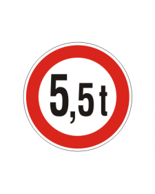 Verkehrsschild: Verbot für Fahrzeuge über angegebenem Gewicht, Bild-Nr. 262, weiß/schwarz+rot, reflektierend, Alu, 2 mm, Best. Nr. 4005