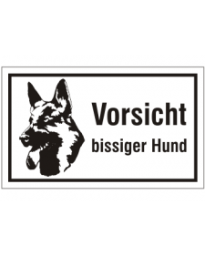 Schilder rund um´s Haus: Vorsicht bissiger Hund, weiß/schwarz, Kunststoff, 250 x 150 mm, Best. Nr. 3156