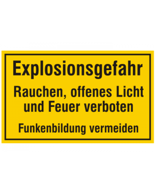 Schild: Explosionsgefahr, Feuer, offenes Licht und Rauchen verboten, Best. Nr. 3476