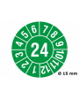 Prüfplakette 2024, selbstklebende Folie, grün/weiß, Jahreszahl "24", ø 15 mm, , Best.-Nr. 4318-24