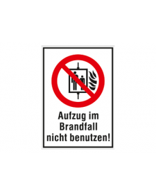 Schild: Aufzug im Brandfall nicht benutzen, Best. Nr. 3720