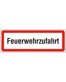 Brandschutzschild: Feuerwehrzufahrt, weiß/schwarz mit rotem Rand, 594 x 210 mm, Best. Nr. 3775