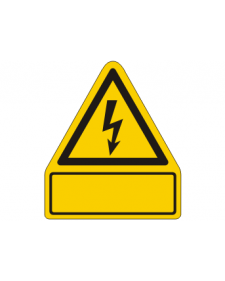 Warnschild: Warnung vor gefährlicher elektrischer Spannung, gelb/schwarz, 210 x 240 mm, mit frei zu beschriftender Zusatzfläche, Best. Nr. 3810
