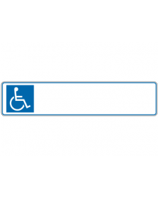Parkplatzbeschilderung: Parkplatzschild mit Freifläche für Wunschtext, Rollstuhl und Rand blau geprägt, Grund reflektierend, 520 x 110 mm, Best.‑Nr. 3314