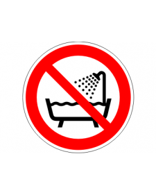 Verbotsschild "Nicht in der Dusche oder über mit Wasser gefüllten Becken benutzen", Best.‑Nr. 3447