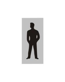 WC-Schild: WC Männer, silber/schwarz, Aluminium, selbstklebend, 70 x 150 mm, Best.‑Nr. 3053